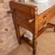 Marble and wood washbasin cabinet in Louis-Philippe style with double drawer.