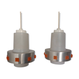 Pair of 1970s Space Age glass and aluminum lamps