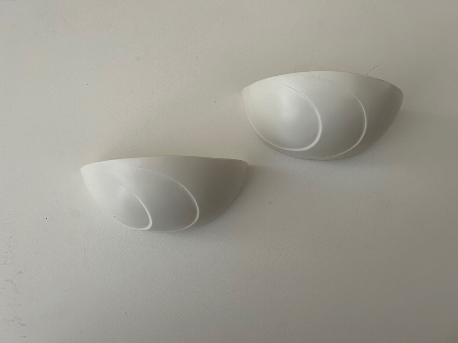Pair of vintage plaster wall lamp, off-white, France 1970