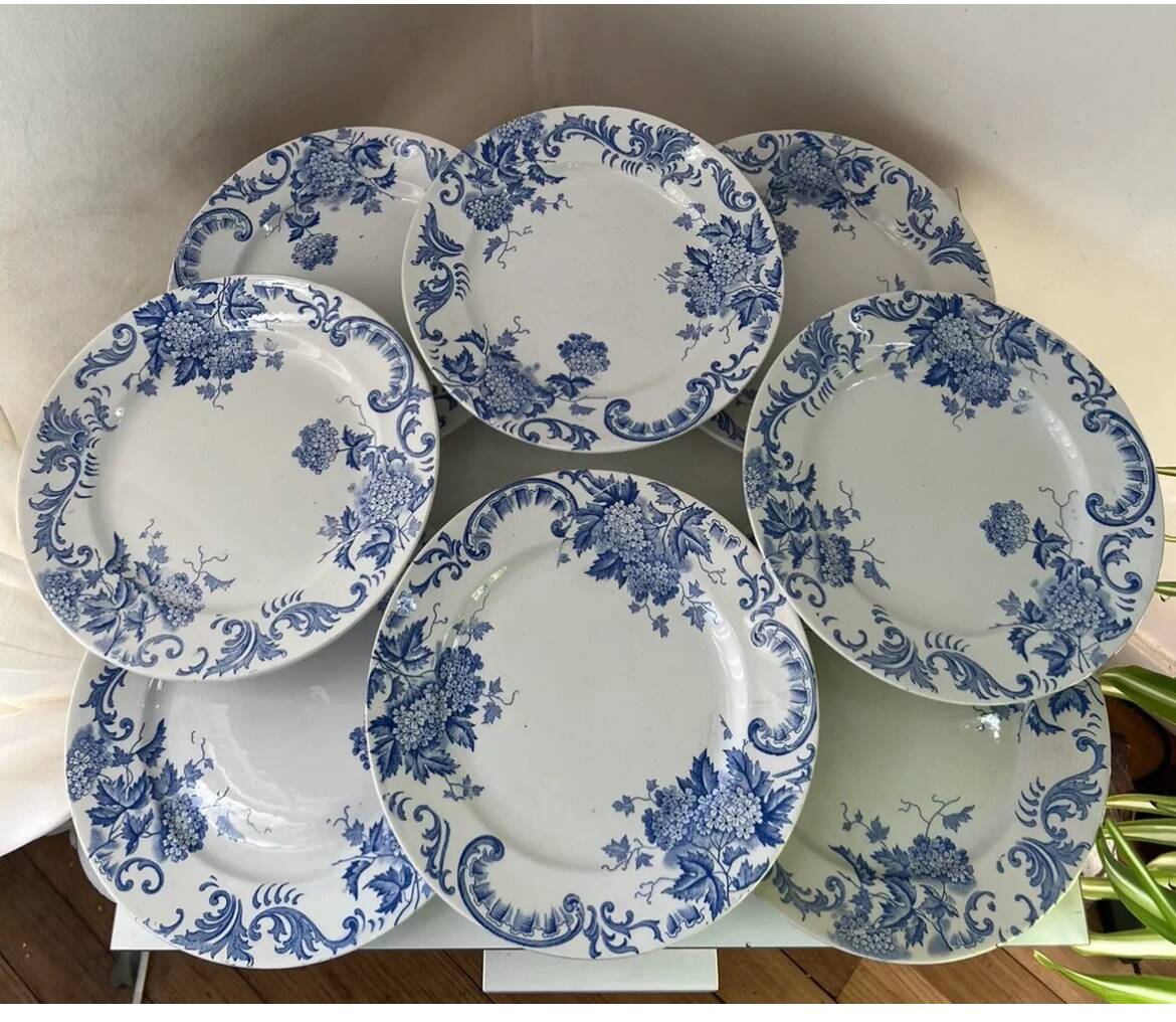 Set of 8 Terre de Fer Saint Amand & Hamage Snowball Plates
