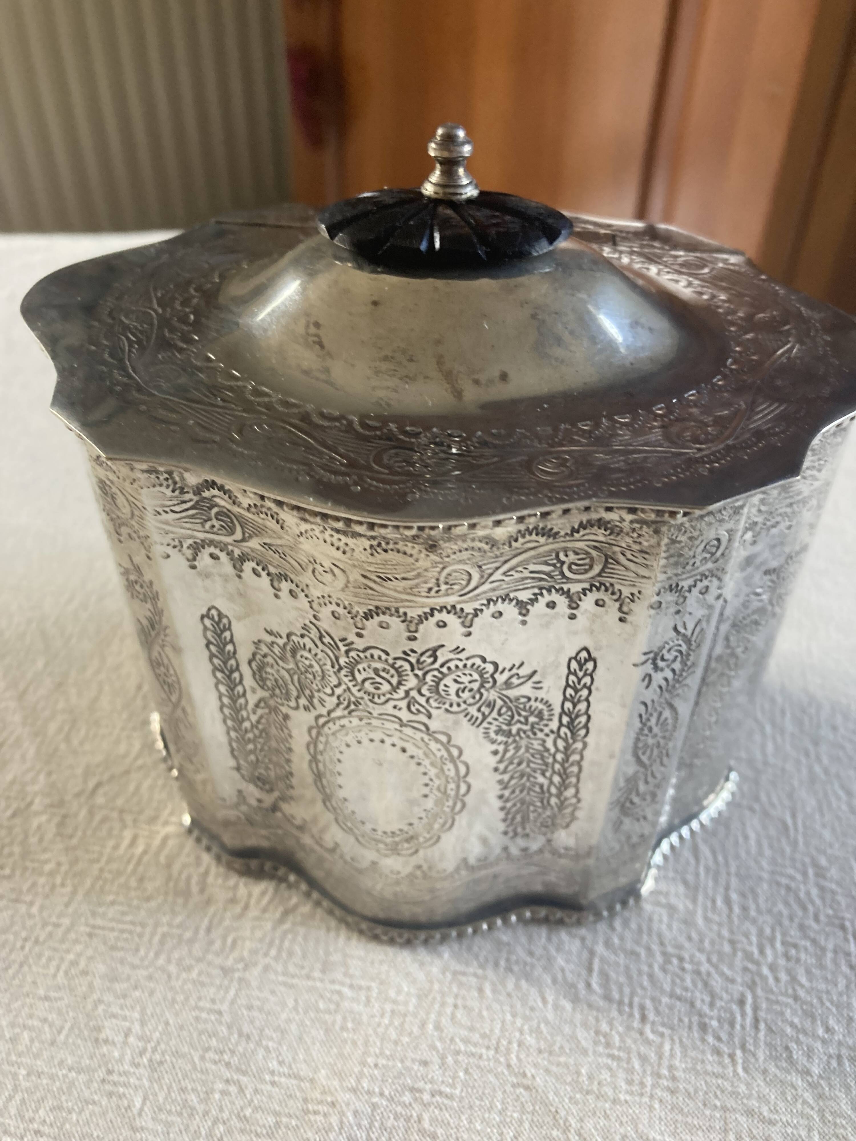 Victorian tea box, silver-plated, 19th century