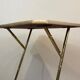 Mahogany and gold metal stool in faux-bamboo style.