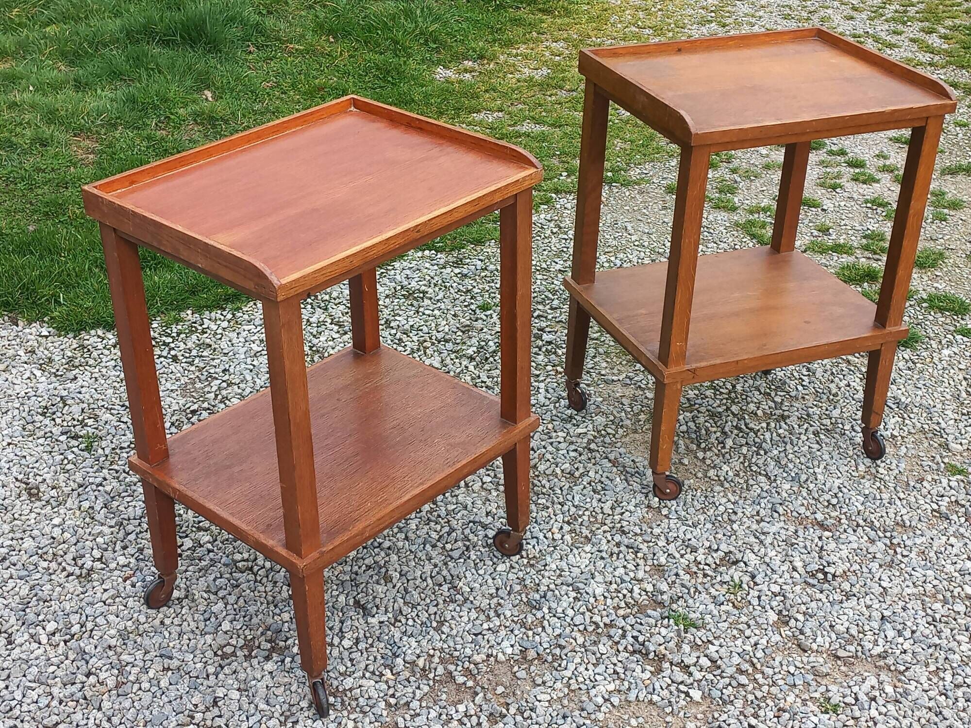Pair of vintage 50s oak side tables