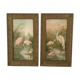 Pair of pink flamingo paintings