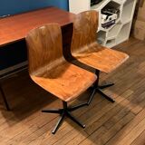 Pair of vintage wood and metal chairs for school desk