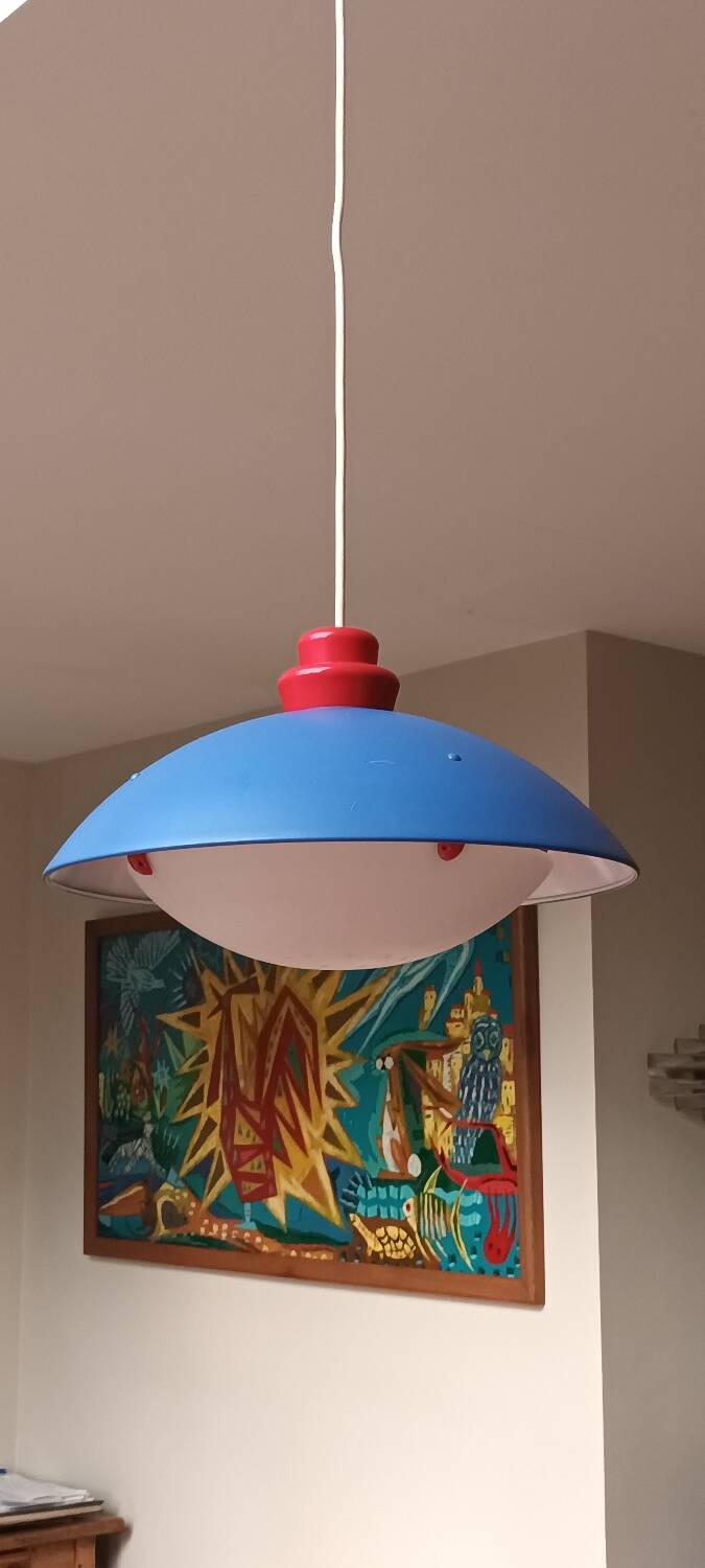 Ikea chandelier, memphis blue
