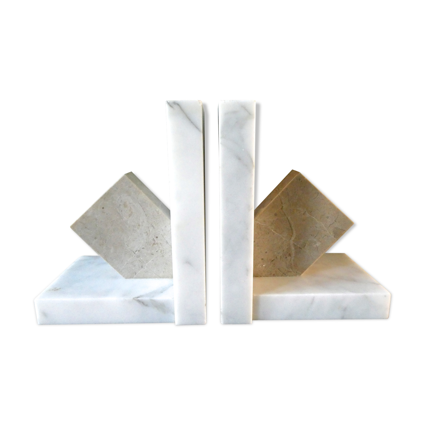 Pair of greenhouse books in white marble 60s