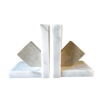 Pair of greenhouse books in white marble 60s