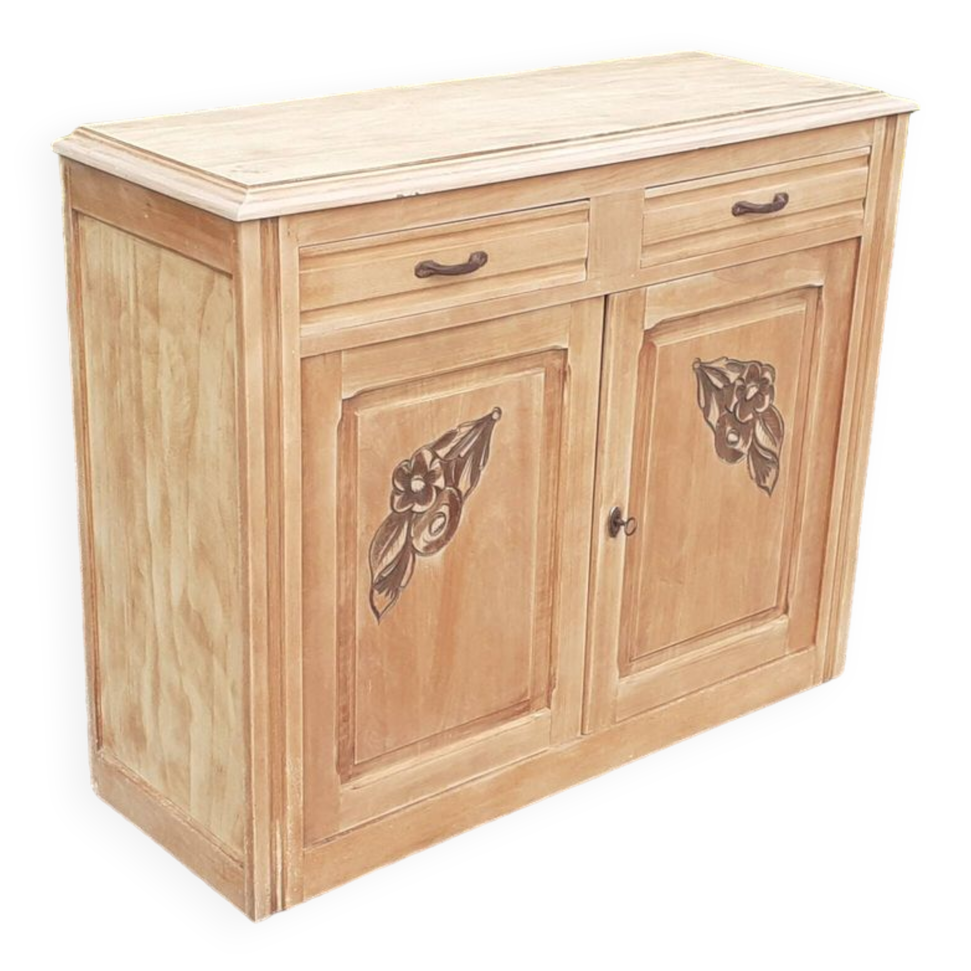 Parisian art deco sideboard 2 doors 2 drawers beech raw wood