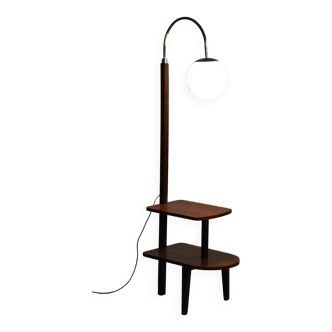 Restored ArtDeco Floor Lamp, J. Halabala, UP Zavody, Walnut, Czechia, 1930s