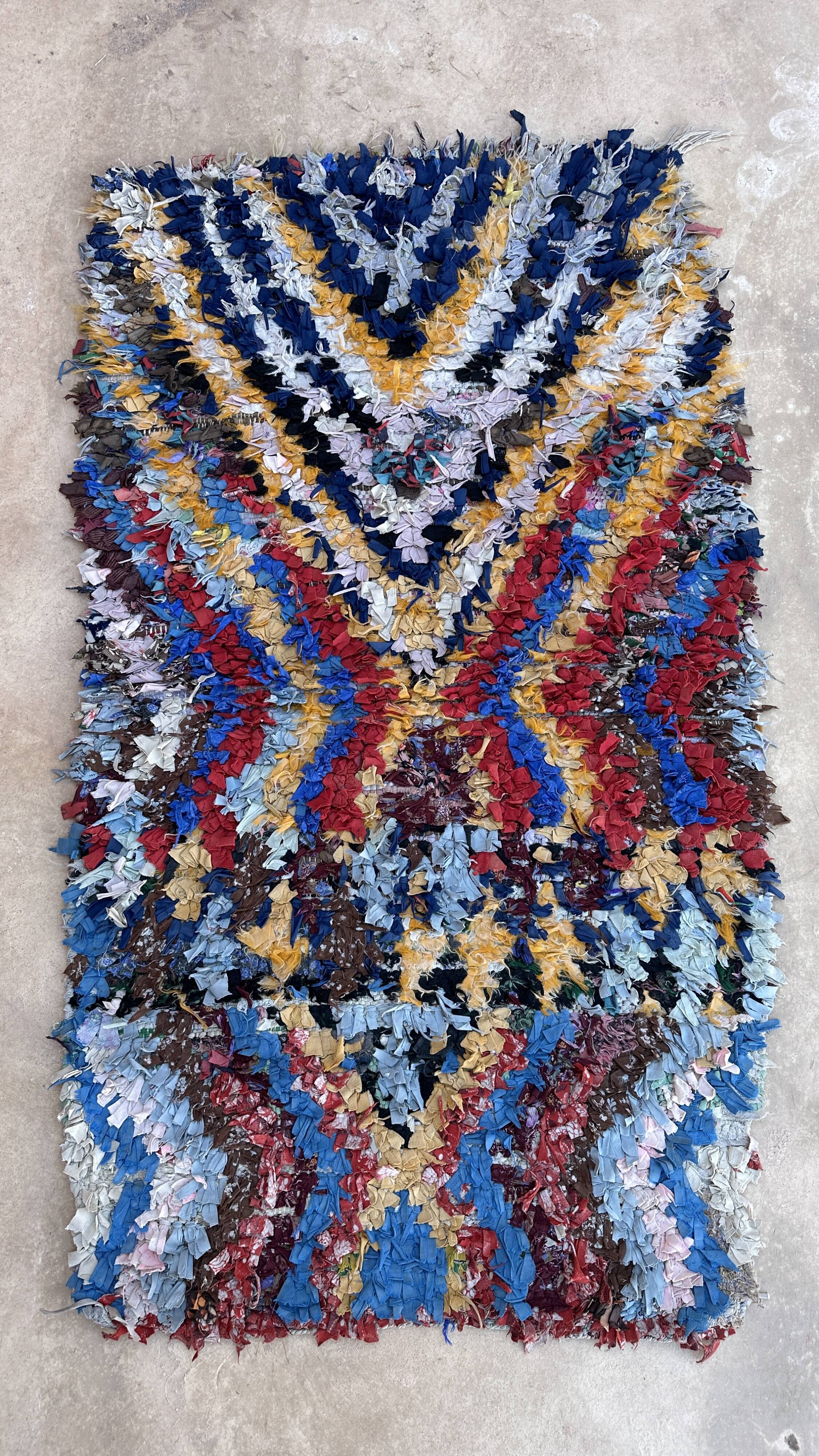 Colorful Boucherouite Moroccan rug - 88 x 158 cm