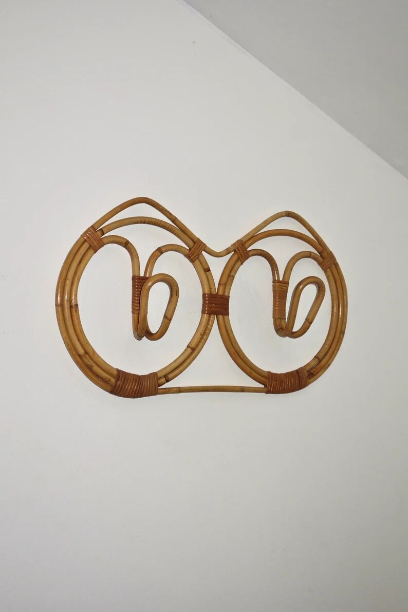 Porte manteau mural par Franco Albini en rotin et bambou, Italie 1960's