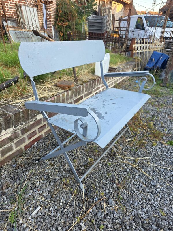 Banc de jardin ancien en fer forgé massif