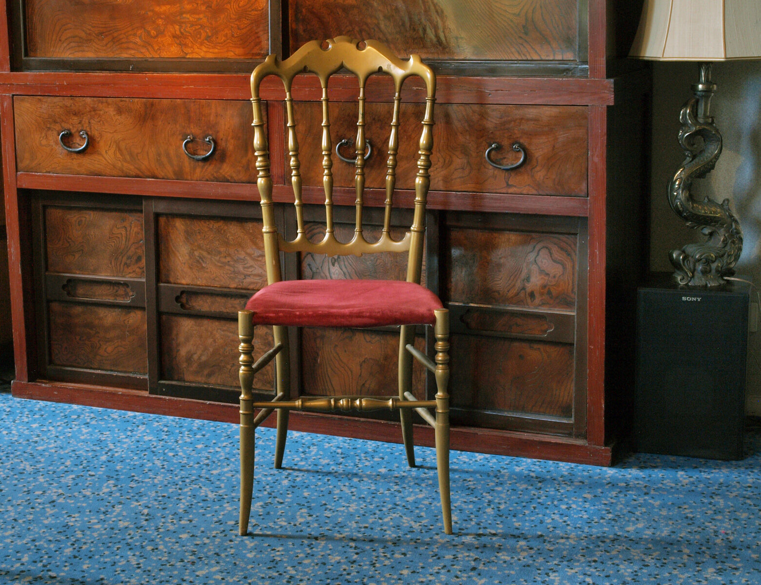 Chaise Napoléon III style Chiavari en bois doré