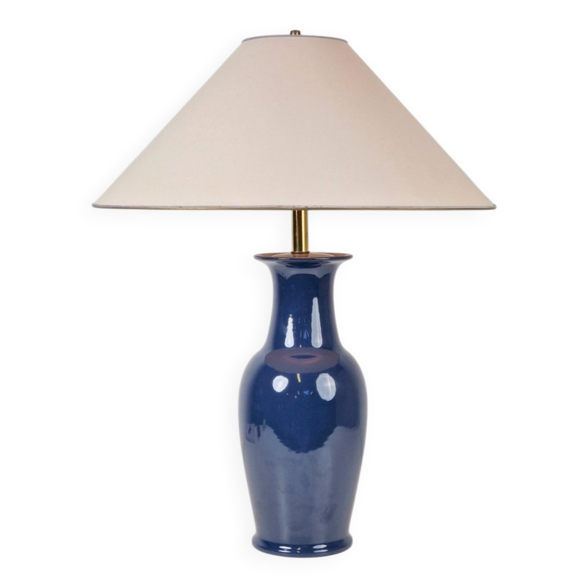 Vintage Jar Table Lamp in Ceramic and Brass, 1970