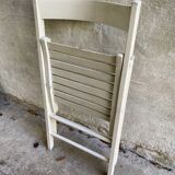 Extra folding chair / garden chair / vintage white lacquered solid wood office chair