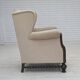 1960s, Danish wingback armchair, furniture velour, carved oak wood.
