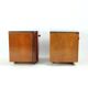 Pair of Art Deco bedside tables in walnut and black glass, Czechoslovakia.