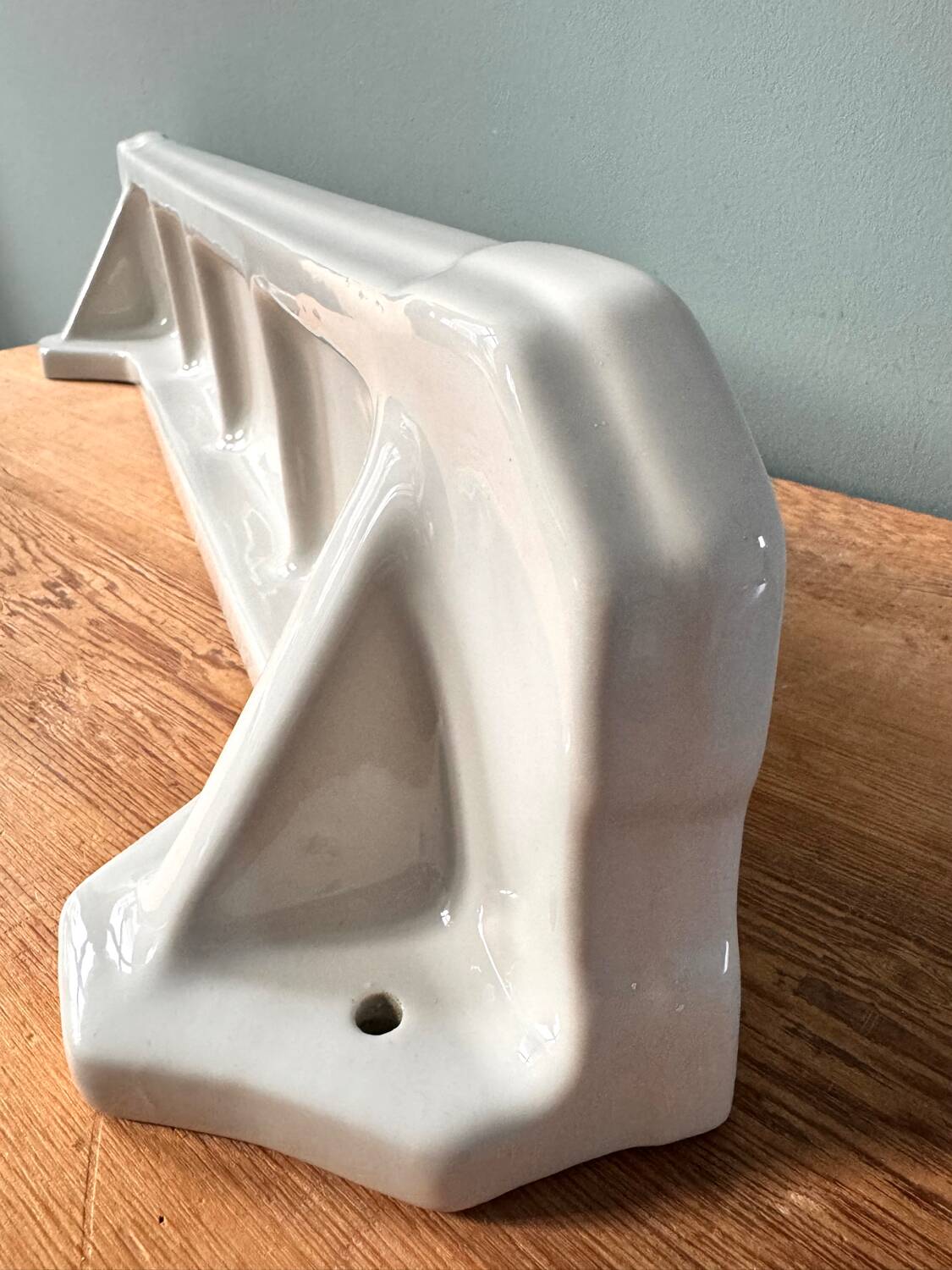 Large Art Deco wall shelf in white porcelain