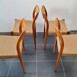 4 Scandinavian chairs by Niels Otto Møller, Danish design, 1950s, wood and rope