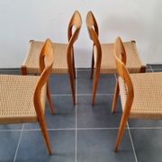 4 Scandinavian chairs by Niels Otto Møller, Danish design, 1950s, wood and rope