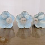 Set of 3 pale blue plastic strip lampshades, to clip onto a bulb.