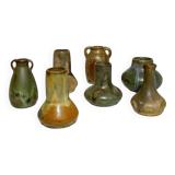Suite de 7 vases miniatures en grès,Denbac & Charles Greber France début XX