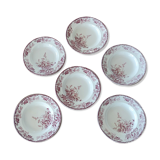 Set of 6 hollow plates Longwy Azalee