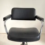 Chrome office chair with vintage faux leather from the 1960s.