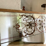 Antique bistro/brasserie mirror in reverse-painted glass, 202 x 102 cm