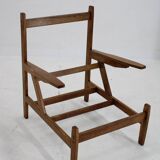 1970s Pair of Rare Oak Armchairs by ULUV, Czechoslovakia