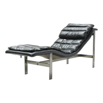 Vintage Lounge daybed in black leather by Mobel Italia - Italy