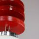 Vintage Italian Red Disc Pendant Lamp In Chrome and Wood, 1970s