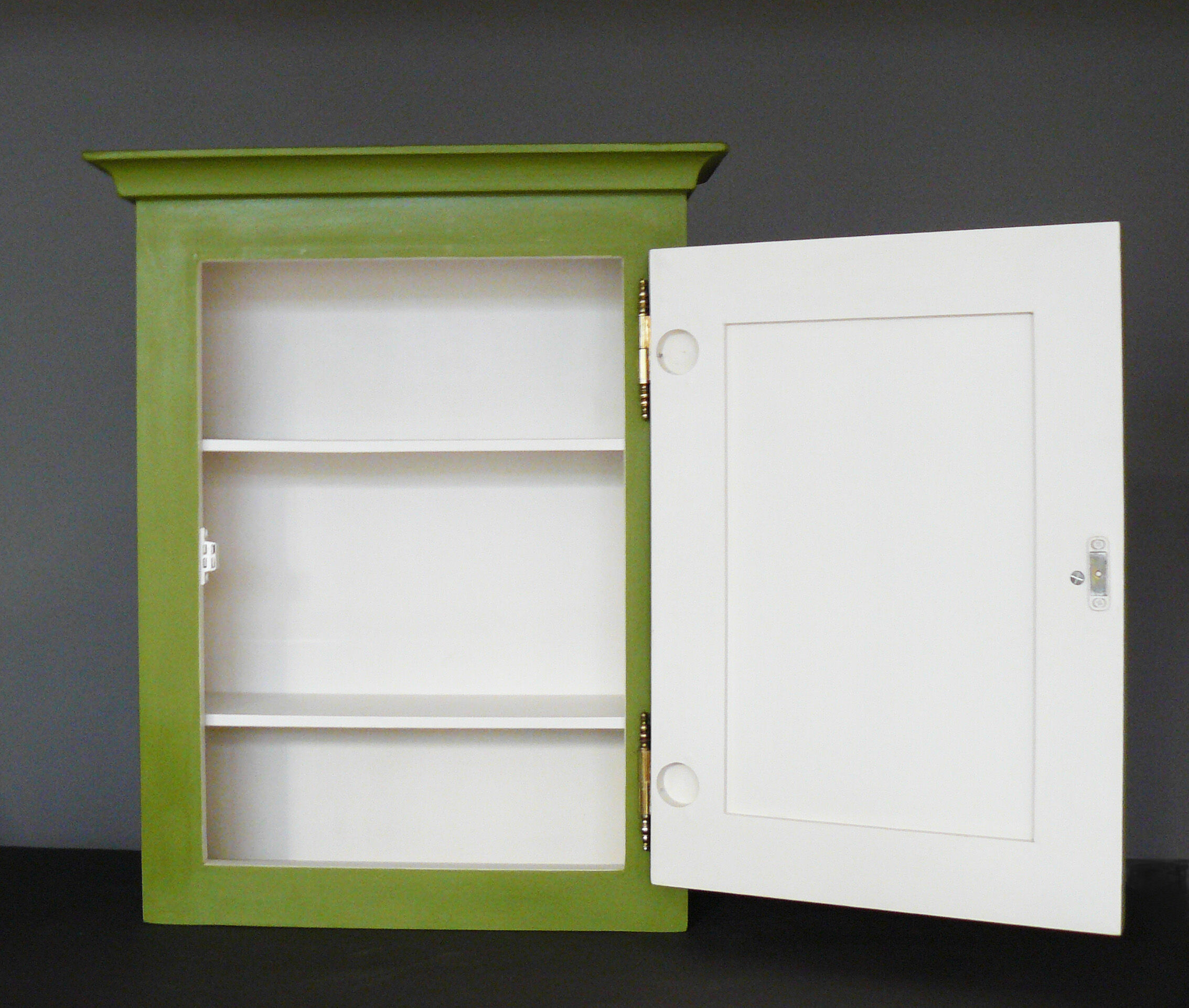 Green cabinet to hang painted and waxed