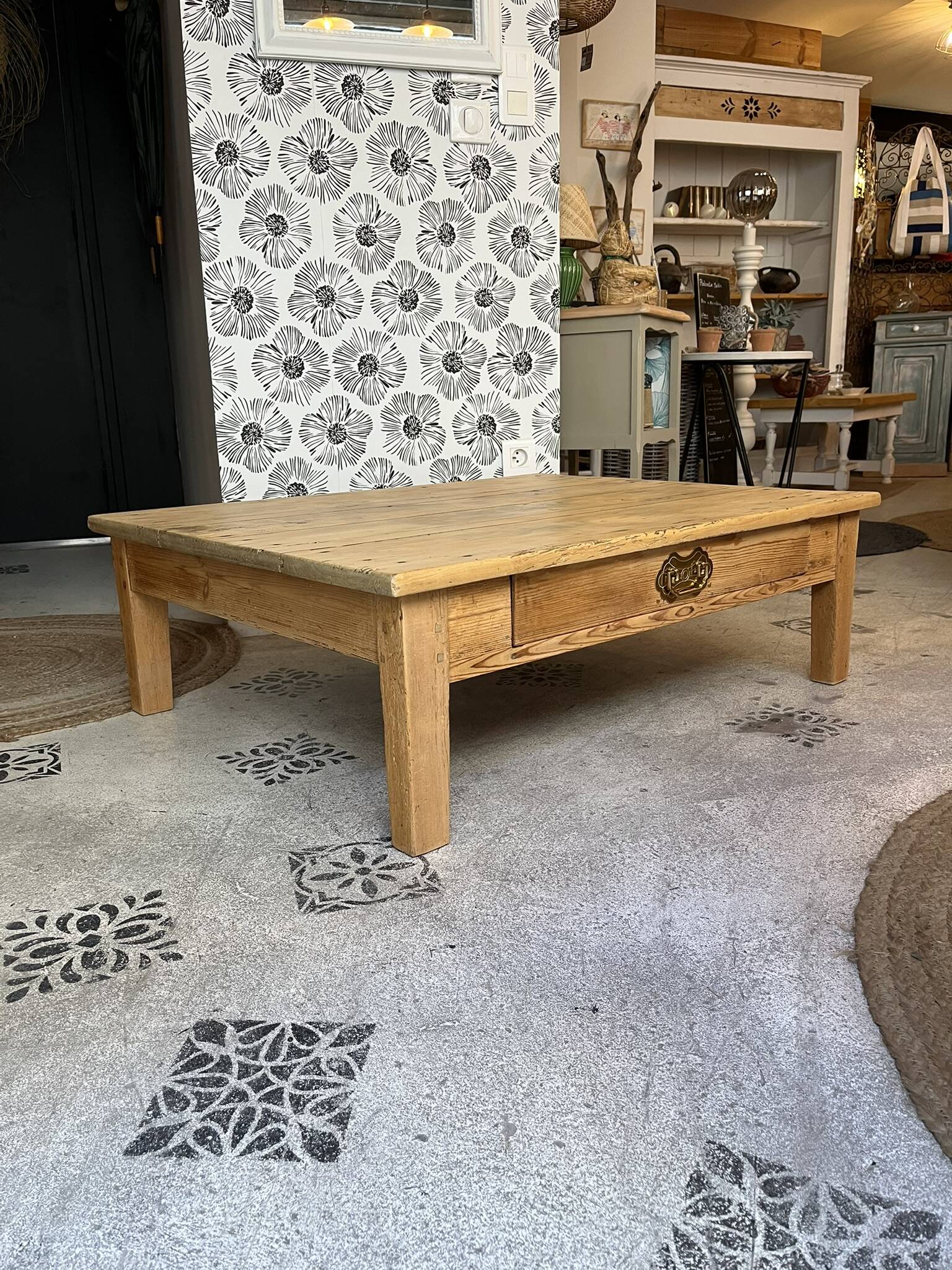 Table basse de ferme bois massif Augusta