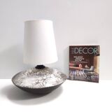 Postmodern Handmade Grey Raku Ceramic Table Lamp, Signed, Italy