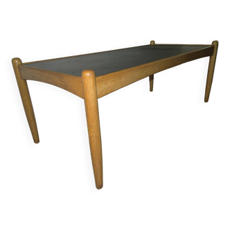 Mid century slate and solid oak coffee table, Eric Merthen, Denmark 1960s