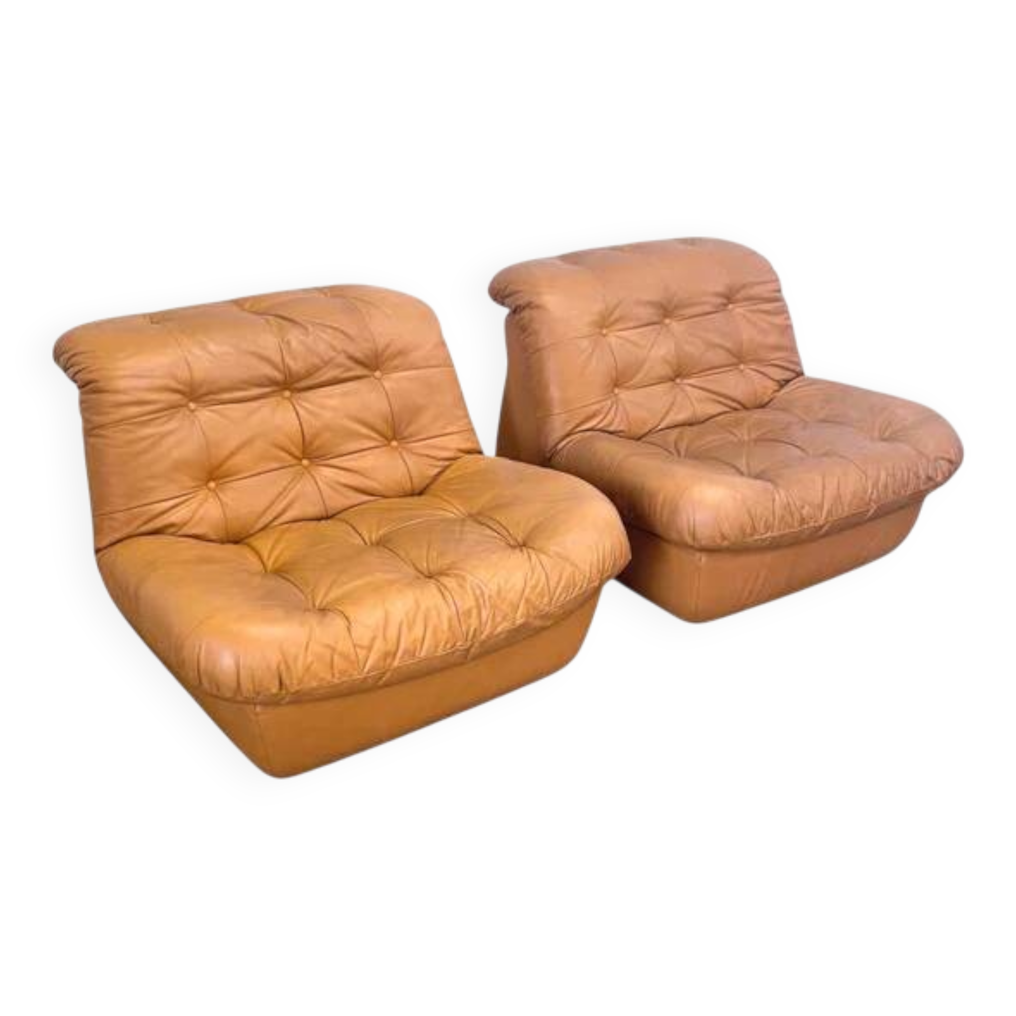Ensemble de fauteuils en cuir vintage, années 1970