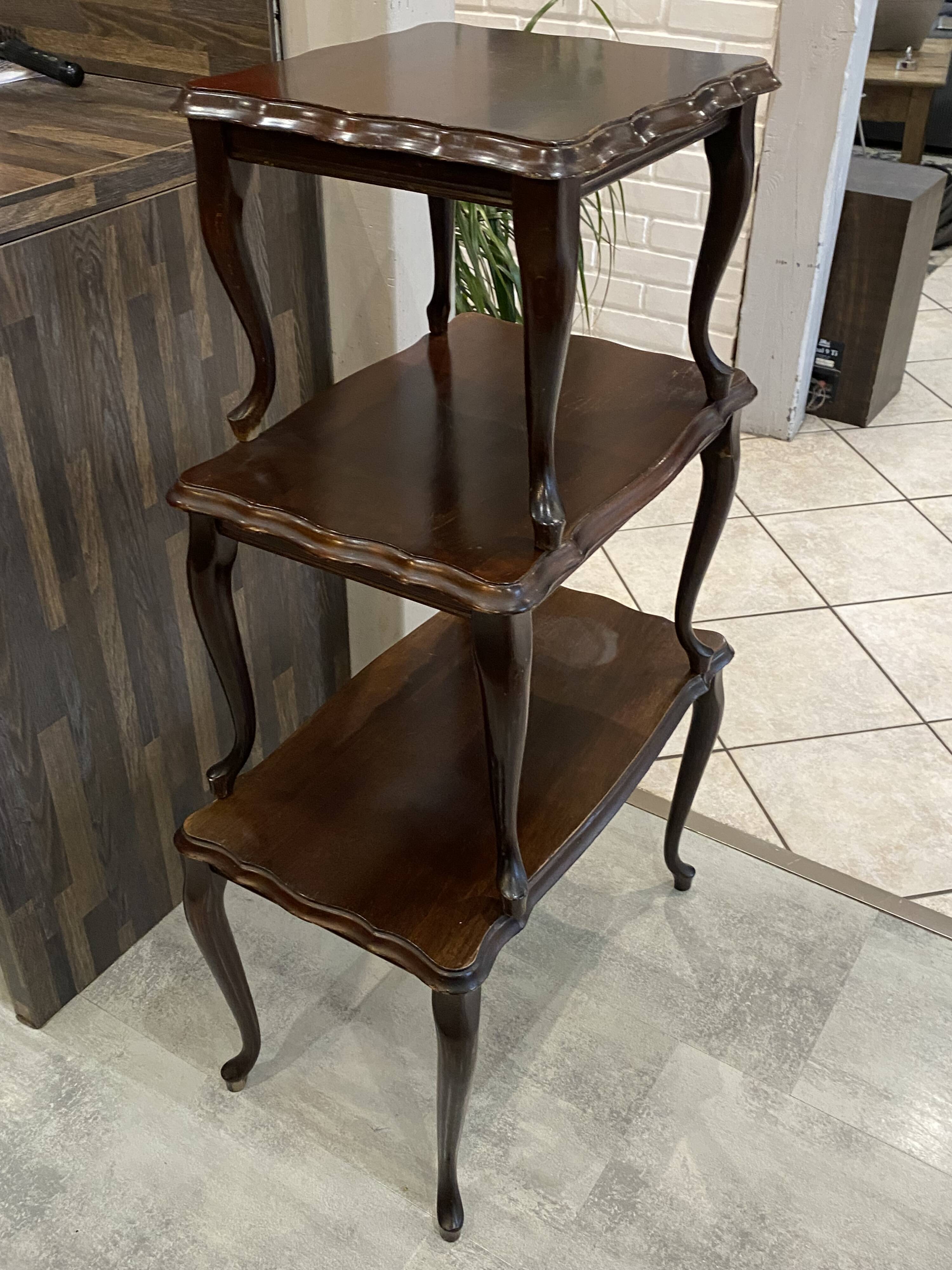 Set of 3 rustic nesting coffee tables in Louis XV style from 1950.