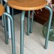 Set of 4 metal and wood workshop stools