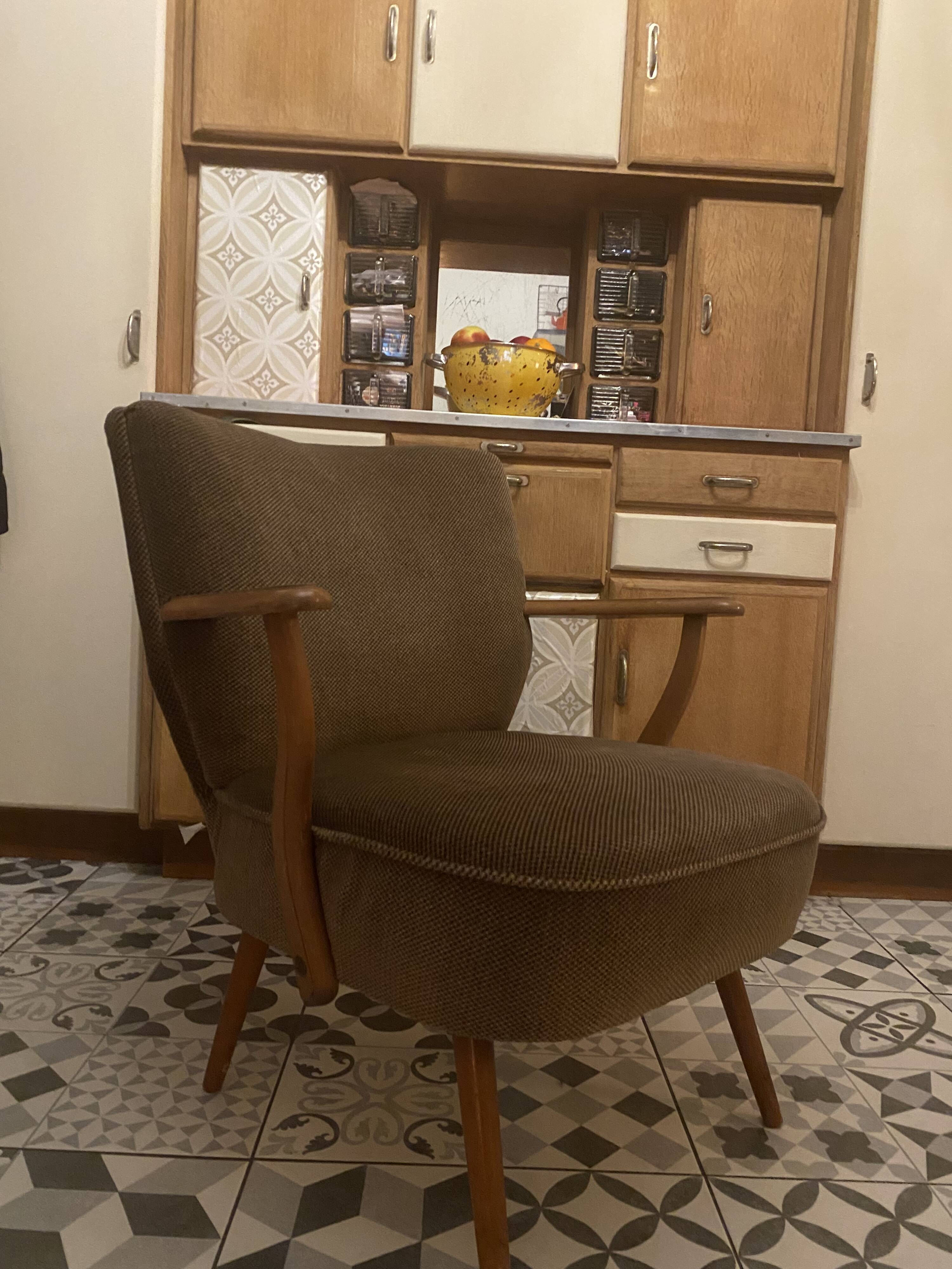 "Cocktail" Armchair 1950 – Compass Legs & Firm Spring Seat