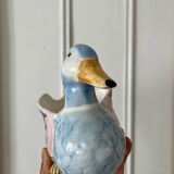 Hand-painted ceramic duck pot cover