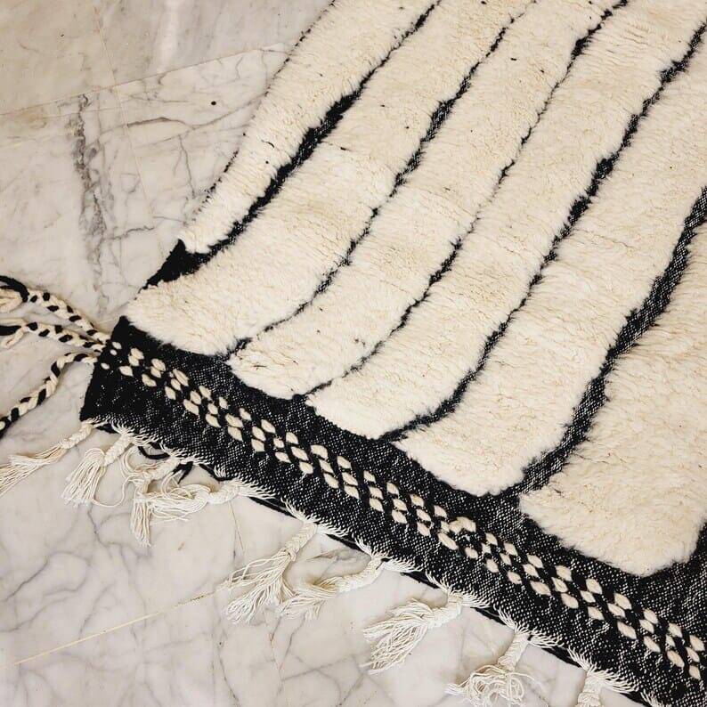 Tapis marocain sur mesure blanc traditionnelle taille 2,5/3,5 m