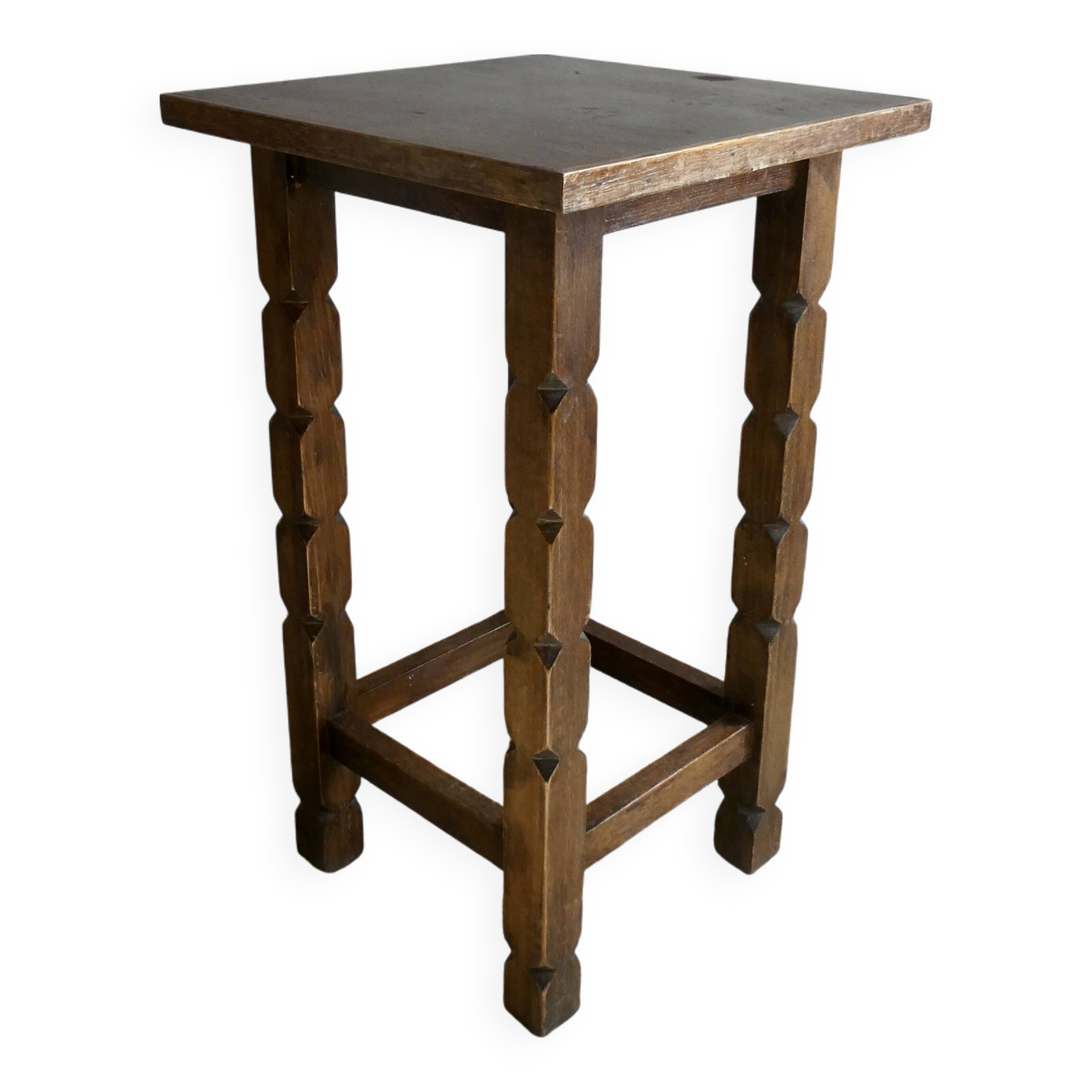 Wooden stool with carved legs, Folk Art