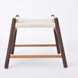 Stool with wenge structure and oak bars with braided seat by Martin Godsk