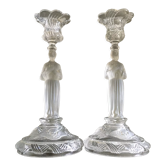 Pair of glass figure candle holders