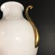 Venini Primavera in Murano, white opaline glass with gilded handles, bronze base.