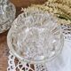 Set of three vintage flowers in transparent molded glass
