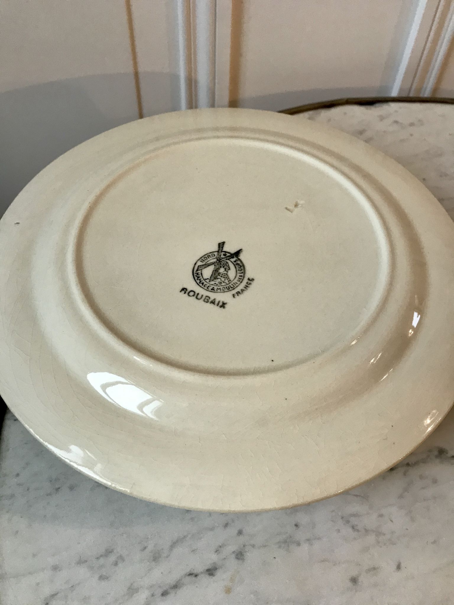 Lot de 8 assiettes plates Moulin des Loups modèle "Roubaix" années 40