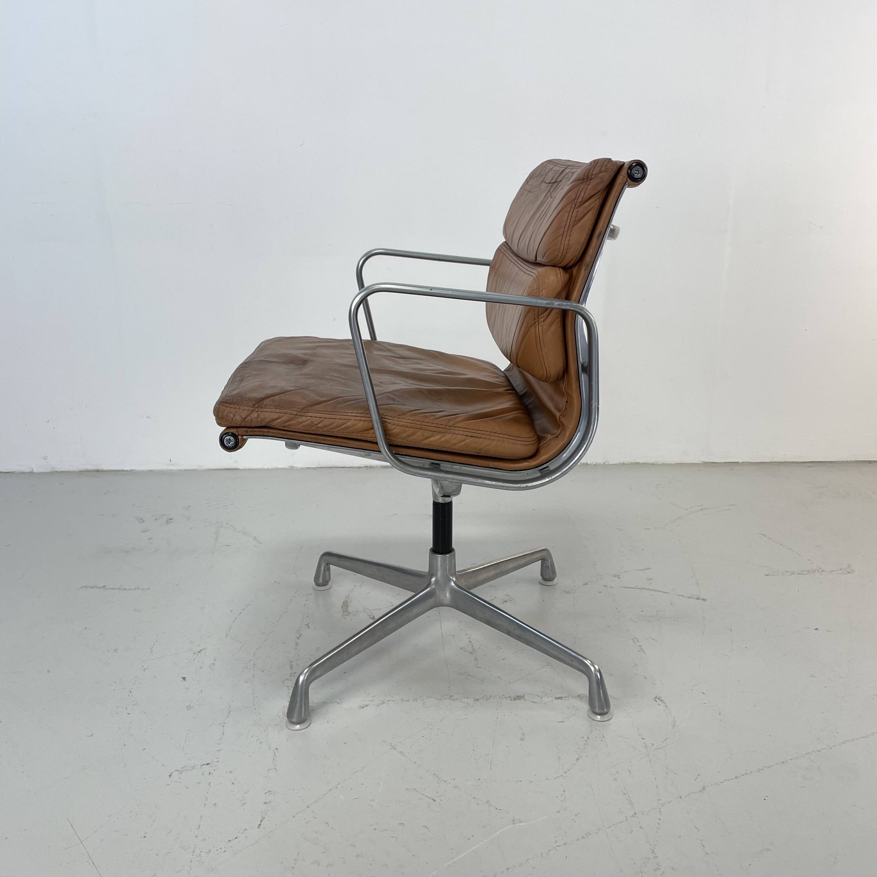 Eames Herman Miller tan / camel leather Soft Pad Group chair